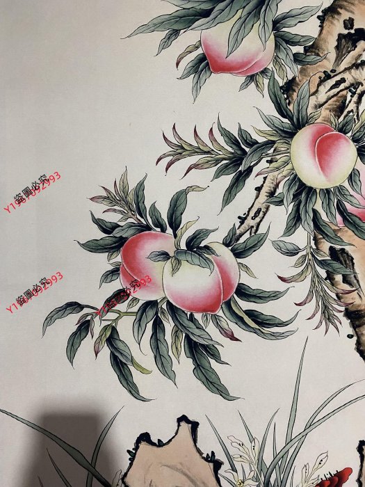 編號YX一155（幅）四尺防偽證書中堂郎世寧壽桃材質宣紙裱好尺寸高*寬