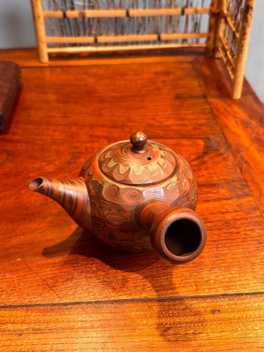 嚴選中古日本常滑燒絞泥壺，桑山圭洋巨匠創作無損茶具，手作全工龜背紋