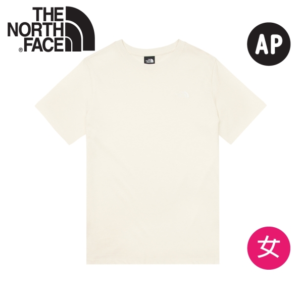 【The North Face 女 刺繡小logo短袖棉T《沙丘白》】8GWF/棉T/登山/短袖棉T