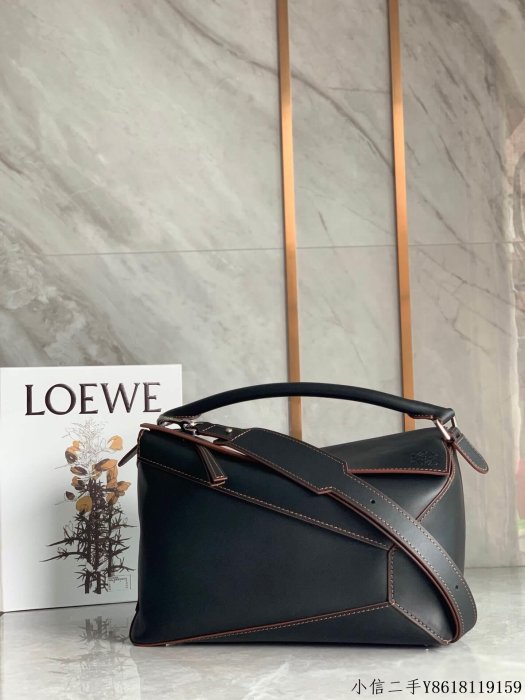 二手LOEWE羅意威最新款黑色Puzzle bag幾何包0532大號36.5CM | Yahoo拍賣