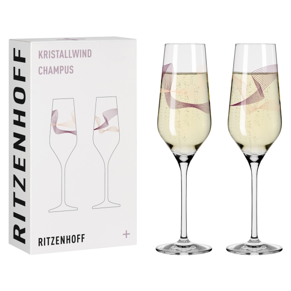 德國 RITZENHOFF+ Crystal Wind 流光系列香檳氣泡酒對杯-春影流動 (1組2入)