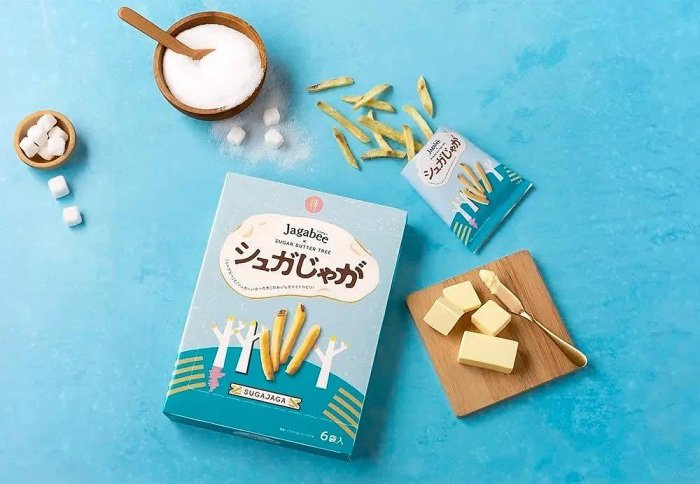 ＊日式雜貨館＊日本限定 砂糖奶油樹聯名 Jagabee 薯條 砂糖奶油樹風味6入 盒裝 期間限定 限量聯名購物袋 掛飾 另：calbee 薯條三兄弟 薯塊三姐妹