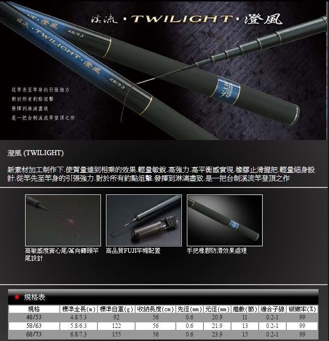 三富釣具》PROTAKO上興TWILIGHT 澄風ZOOM 溪流竿15尺另有其它規格非