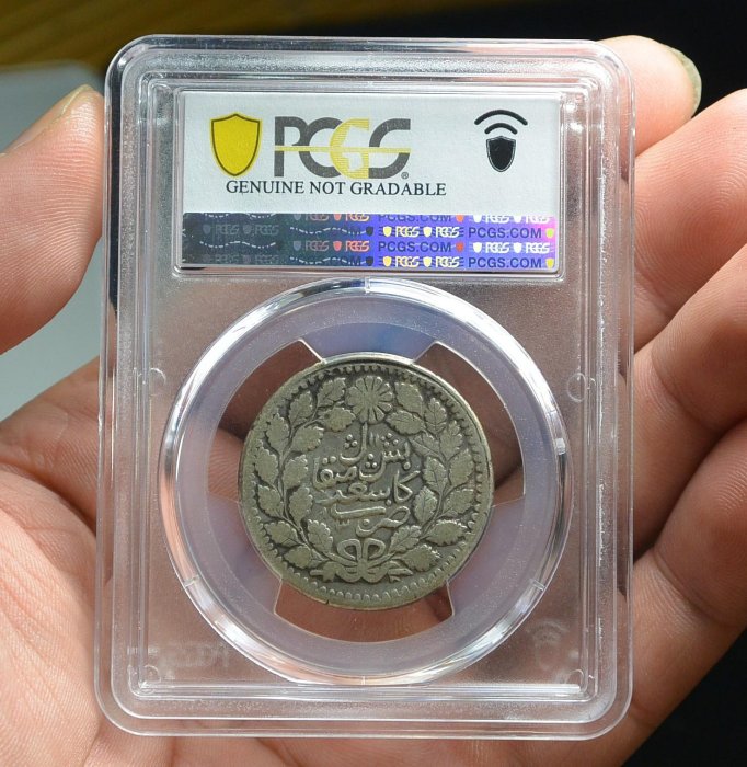 評級幣1894年新疆光緒銀圓伍錢銀幣AH1311 鑑定幣PCGS VF Details
