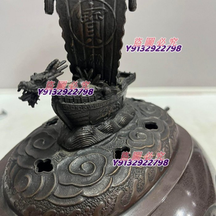 誠心要可議價日本銅制香爐，吉秀作，七福神圖案，鳳頭船過河設計，精美