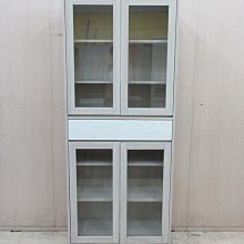 新竹二手家具◎百豐悅2手家具-二手 書櫃 80公分玻璃4門1抽書櫃 展示書櫃 玻璃書櫥 台中二手傢俱 橫山2手傢俱