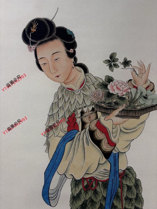 編號YX一305（4幅）四尺防偽證書中堂張大千天女圖材質宣紙裱好尺寸高