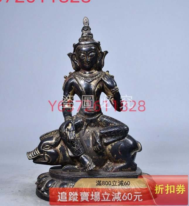 古銅製獸佛像 藏傳銅佛像，拓金·摩利支天菩薩,胎體厚重，色澤雅致，漿厚重古雅，極具