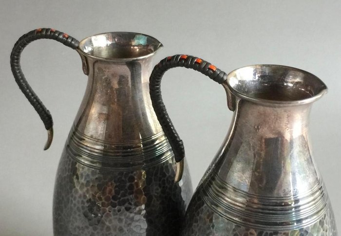 日本銀工藝昭和期紀念純銀德利酒器一組七件溫酒壺酒杯266公克原箱付