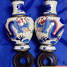 567早期口創匯銅胎掐絲琺瑯龍紋老景泰藍花瓶高約20cm底7cm口徑6.3cm 1