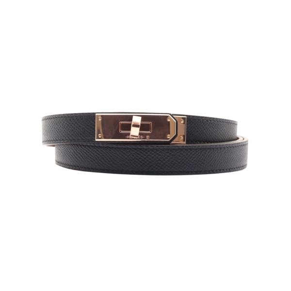 HERMES 愛馬仕 Kelly 18 皮帶 黑色 Epsom 牛皮 K刻 【二手名牌BRAND OFF】