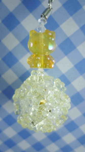 【震撼精品百貨】Hello Kitty 凱蒂貓~KITTY珠珠鈴鐺吊飾-黃色