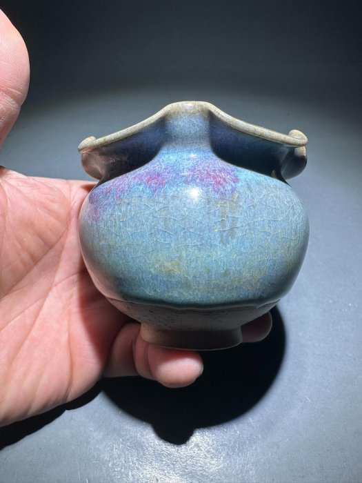 鈞窯筆洗花口筆洗天青釉紫斑窯變掛紅造型獨特| Yahoo拍賣
