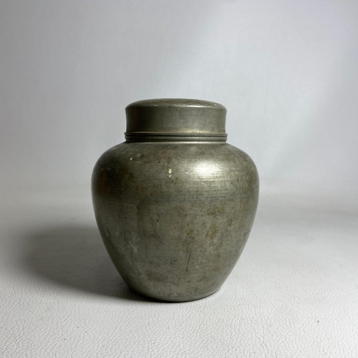 古玩輕鬆拍】老日本時代煎茶道具名工匠乾茂號造落款古錫茶罐/茶心壺