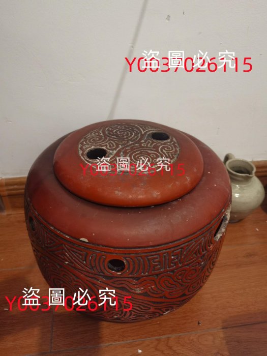 晚清民國 剃花火爐陶爐 坐爐 火爐座桶 可擺設 可當火爐凳 烤火爐   高2 古玩 收藏 老物件 【二手】【玲瓏閣】-2839