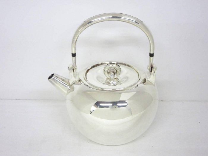 0000305 純銀 銀瓶 湯沸 純銀製 蔵六 湯沸 貴石摘 銀瓶