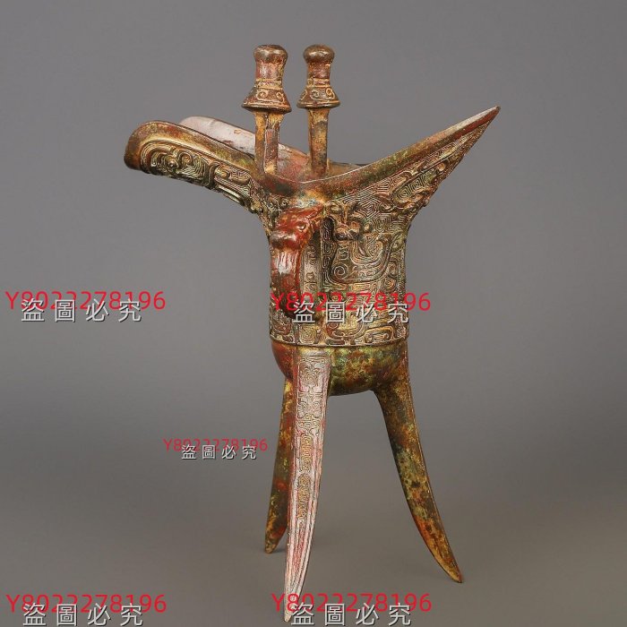 西周_青銅鳳鳥紋爵杯重1500克，長21厘米，高29厘米舊藏收藏古玩【老王