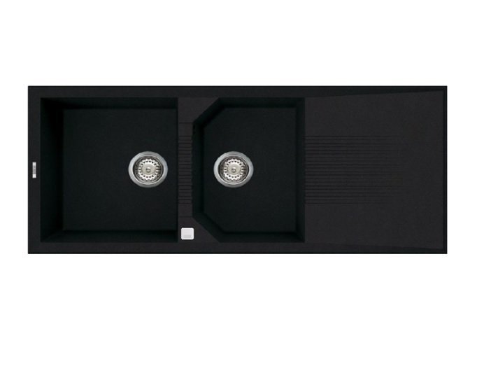 魔法廚房＊義大利ELLECI TEKNO 500 金屬結晶石附平臺水槽黑色/灰白色1160*500 上嵌 上裝上崁
