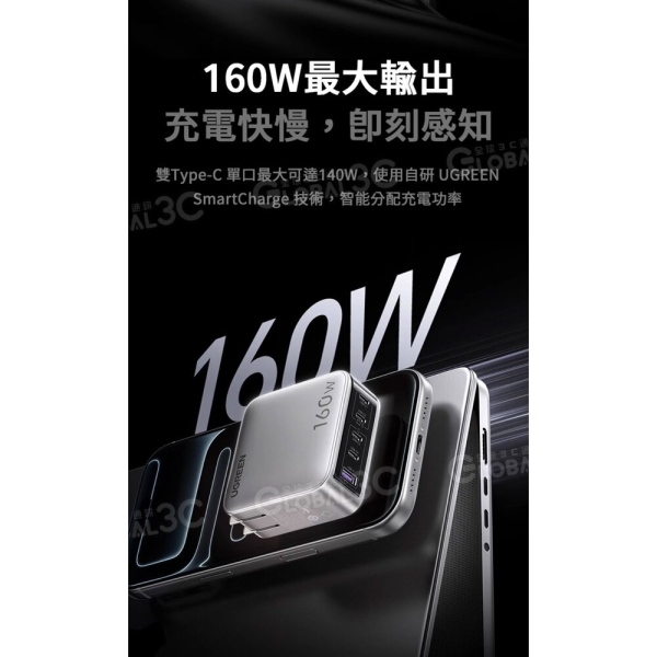 綠聯160W 氮化鎵充電器X774 螢幕顯示5口充電PD3.1QCUFCSSCP 單口140W
