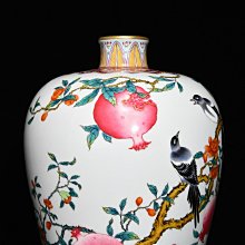 大青雍正年製款、石榴瓶、粉彩花鸟、花瓶、 清雍正粉彩花鳥石榴紋梅瓶，高36cm直徑31cm46769 瓷器青花粉彩【華夏