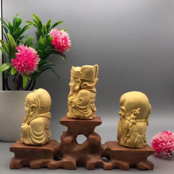 黃楊木雕Q版福祿壽高7公分| Yahoo拍賣