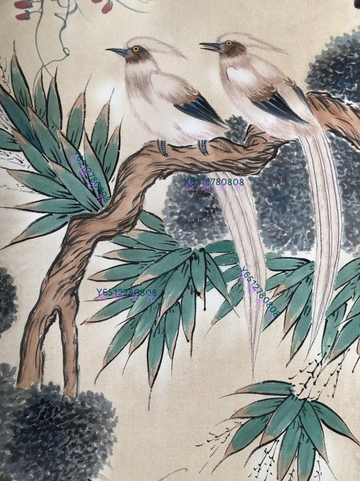 編號135【陸小曼】花鳥，純手繪四條屏，260一套裱好尺寸高x寬180*50cm