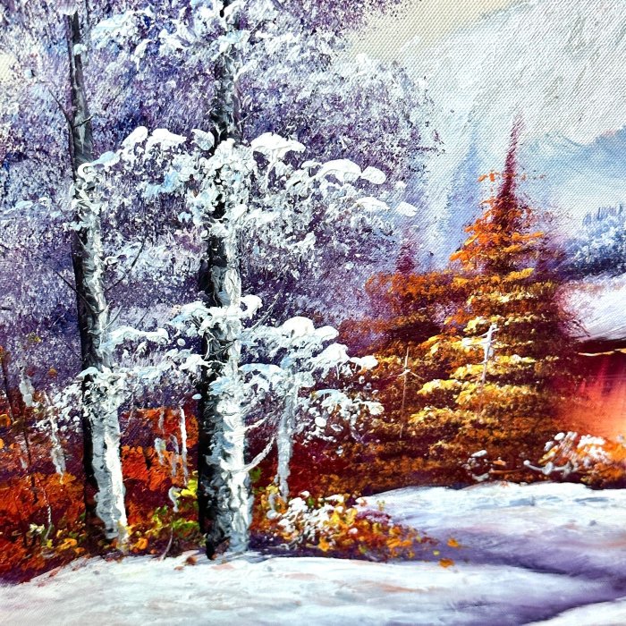 風景油畫山水油畫冰山雪景60x50公分手繪油畫無框畫1051 | Yahoo拍賣
