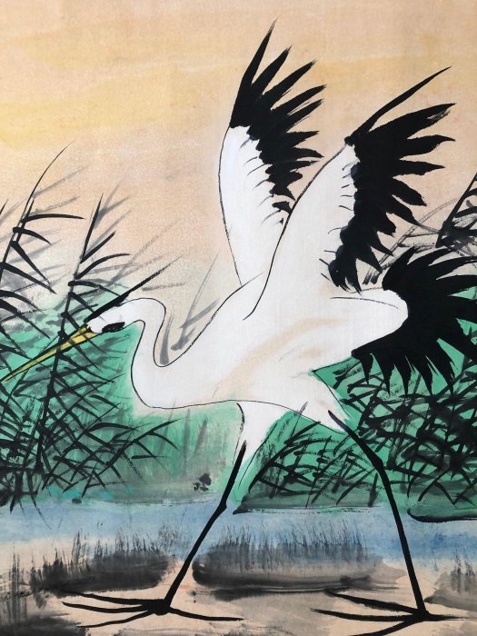 林風眠 風景画 掛け軸 四尺 手描き 中国美術 絵画 書画 風景図 インテリア 25【林風眠】風景，橫幅四尺手繪作品，裝裱尺寸：184*86cm左右，畫芯