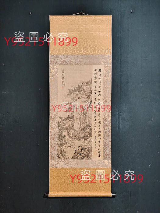 編號W22 純手工三尺王時敏山水，攝材料:宣紙裝裱:167cm 古玩書畫字畫