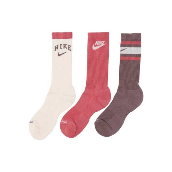 NIKE 長襪 EVERYDAY PLUS 紅棕米白 中高筒 三色一組 三雙一組 襪子 DX7665-909