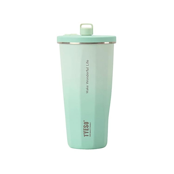 TYESO咖啡杯 吸管杯 304不銹鋼保溫杯 470ml 環保杯 不鏽鋼杯 保冰杯 保溫杯 冰壩杯 保冷