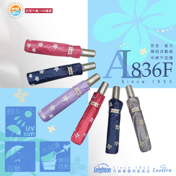 特價 雨傘 陽傘 萊登傘 抗UV 防曬 不回彈 無段自動傘 自動開合 銀膠 幸運草 桐花 Leotern 六色任選