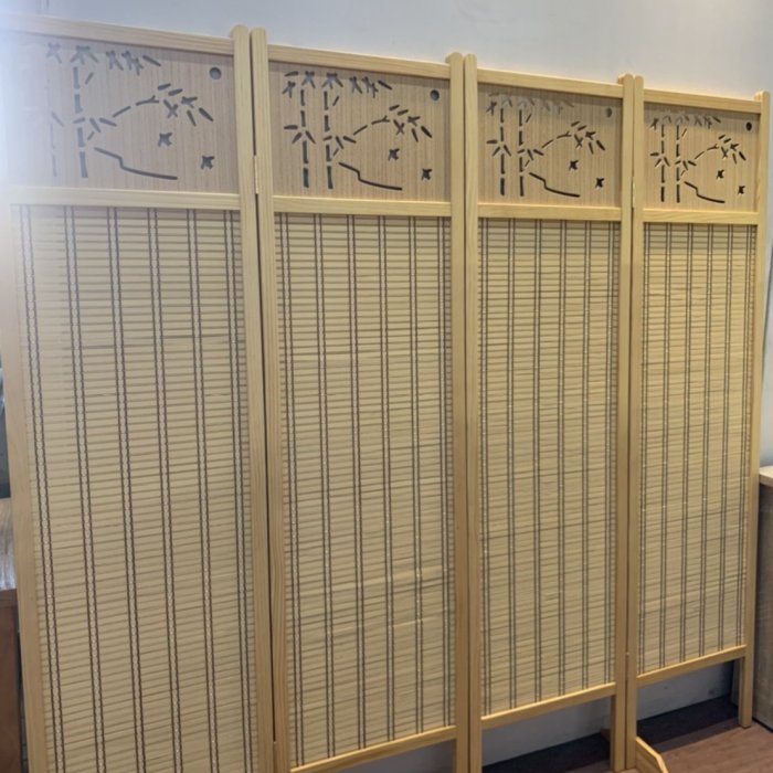 #御簾屏風製作不可　竹簾4連折り畳み式屏風　竹皮4枚折り屏風衝立　１台限定製作 32f23863-fc5e-4b87-8616-
