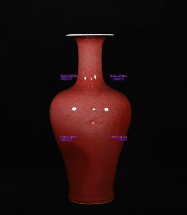 清康熙年制豇豆紅釉觀音瓶，高28×12.5釐米300221 青花五彩琺瑯彩【老窯