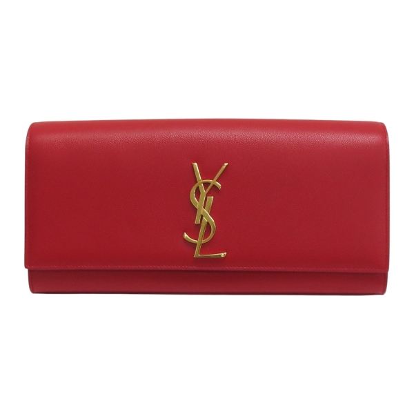 【二手名牌BRAND OFF】SAINT LAURENT YSL 聖羅蘭 紅色 牛皮 Kate 手拿包 326079