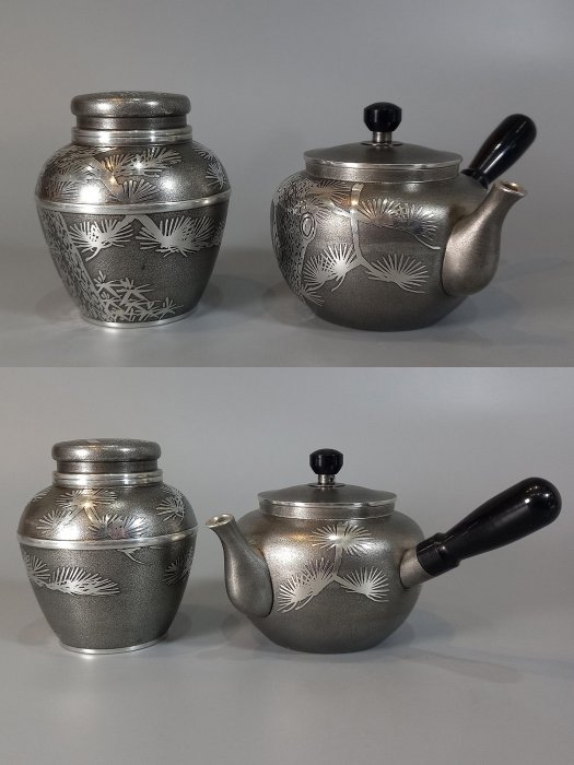 乾茂號造 茶壷 共箱 煎茶道具 - 錫 TJ099 未使用 本錫製茶入 流煎茶