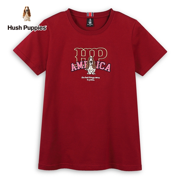 Hush Puppies T恤 女裝經典造型HP刺繡狗T恤
