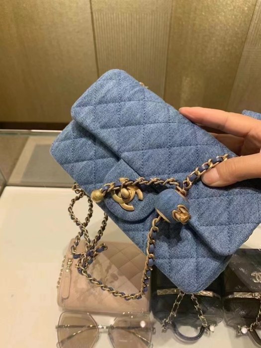 現貨 全新CHANEL COCO 20 CF20 牛仔金球