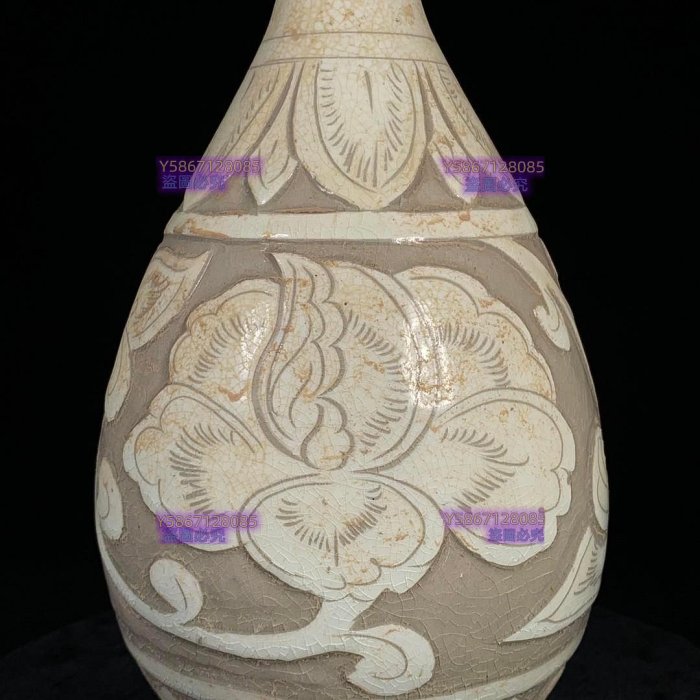宋磁州窯刻花卉紋玉壺春瓶，洗，高30釐米，直徑14釐米，1503738 汝窯官