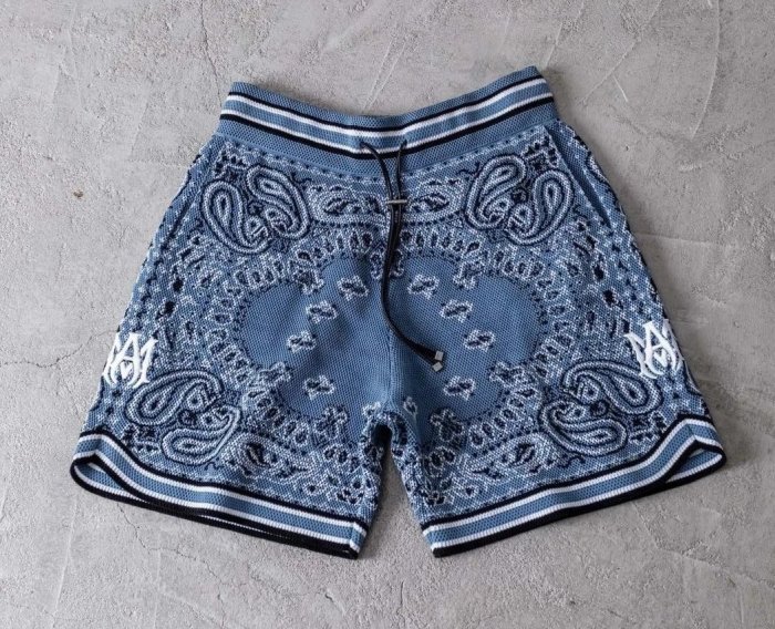 AMIRI ブルー Bandana B-Ball ショートパンツ AMIRI ブルー Bandana B-Ball ショートパンツ AMIRI Blue Bandana B