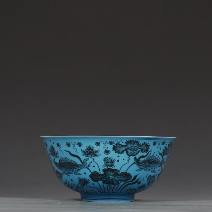 中国美術 蓮花魚紋 碗 古美術(LC998) 舊藏明成化孔雀藍青花魚藻蓮紋碗規格高9.2公分口徑19.8公分| Yahoo拍賣