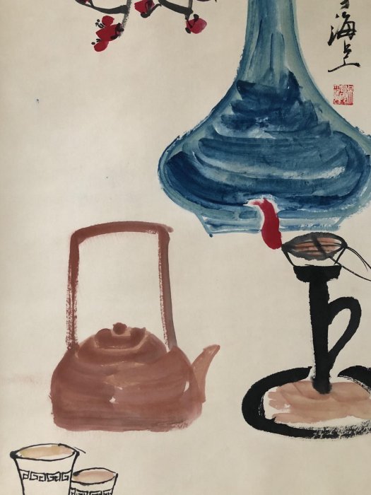 S115【吳昌碩】梅花，三尺畫芯精裱，純手繪作品裝裱好尺寸188xcm左右畫