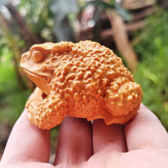 可愛的蟾蜍蛙青蛙縁起物高級木材精緻木雕蛙雕真實細緻雕刻| Yahoo拍賣