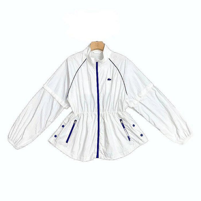 100％原廠 女款LACOSTE 法國鱷魚女裝2025春夏新品 刺繡藍鱷魚 可拆卸袖子變
