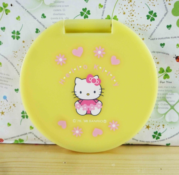 【震撼精品百貨】Hello Kitty 凱蒂貓-摺疊鏡-黃花園