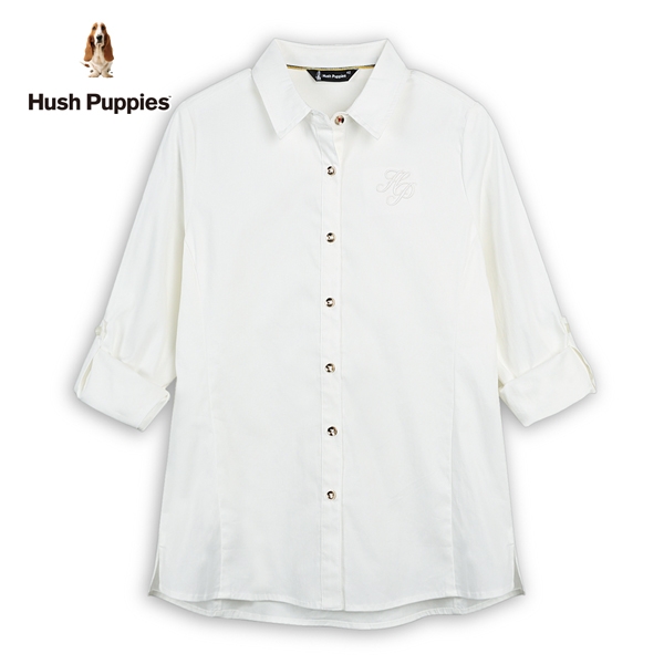 Hush Puppies 襯衫 女裝簡約素色HP刺繡反扣襯衫