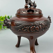 嚴選日本銅鳳紋香爐名家周政作，三足設計重723克，工藝精湛品相佳銅