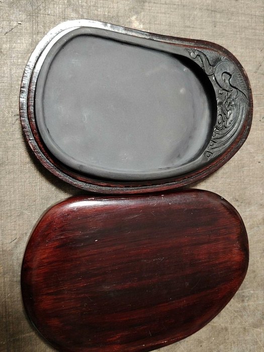 唐物　立派な中国清時代大型端溪古硯　漢詩在銘※激安骨董品G1289A13-4 伝来】古董品 唐物 端硯 紫端石 石眼 水巖 清時代書家董誥銘 寶瓶紋古