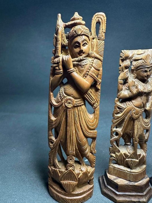 印度白檀木雕弁財天佛教美術佛像古董木像木製密教擺飾| Yahoo拍賣