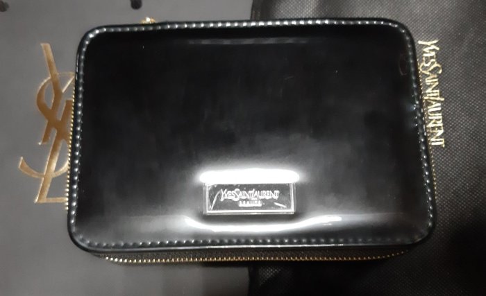 YSL 黑色經典LOGO 化妝包 化妝盒 美妝盒